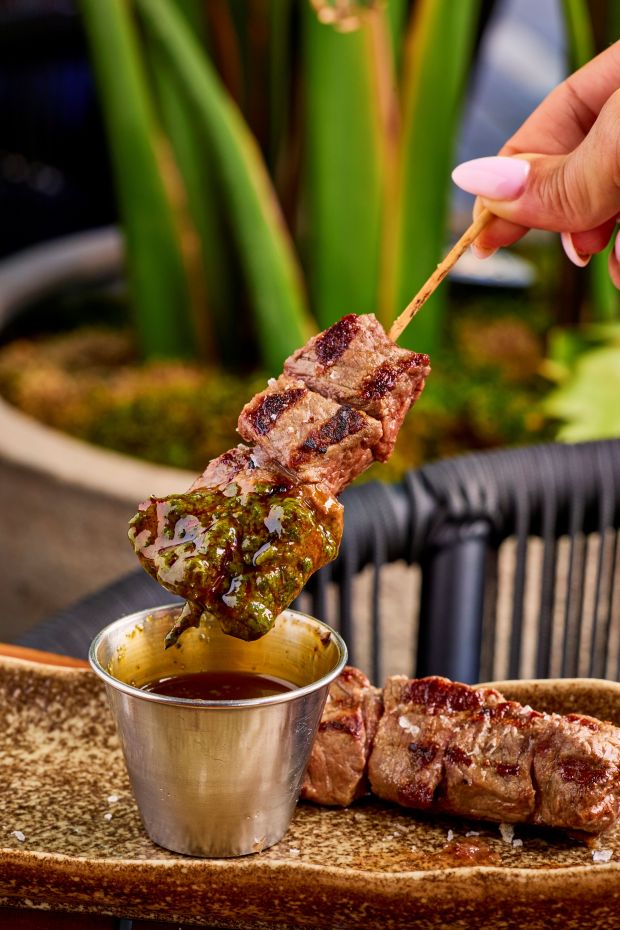 Japanese A5 Wagyu with Umeboshi & Negi-Herb Salad will be part of the New Year's Eve Chef's Tasting Menu by chef Michael Lewis at Ukiah Japanese Smokehouse on the New River in downtown Fort Lauderdale. (Ukiah Japanese Smokehouse/Courtesy)