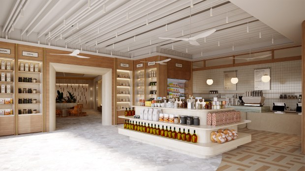 On-site dining will feature a signature restaurant and an indoor-outdoor bar overlooking the pool, plus a grab-and-go café marketplace for fresh, casual fare. (Courtesy of The Big Key Group)