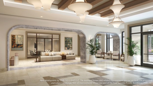 The Luxe Residences condo tower features 31 units and a luxurious lobby with 24-hour concierge and front office assistance. (Courtesy of Disney)