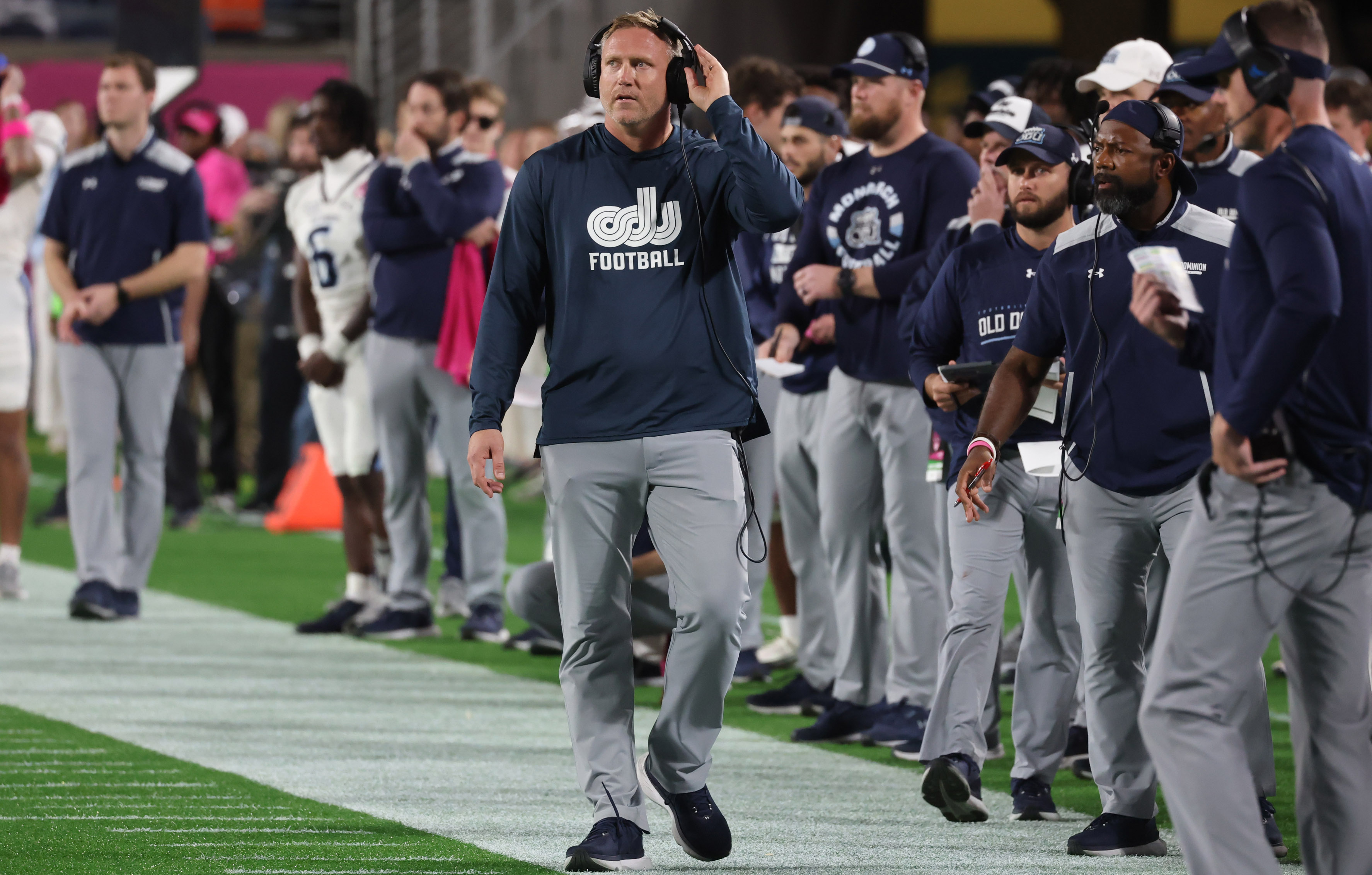 Old Dominion coach Ricky Rahne coaches during the Cure Bowl...