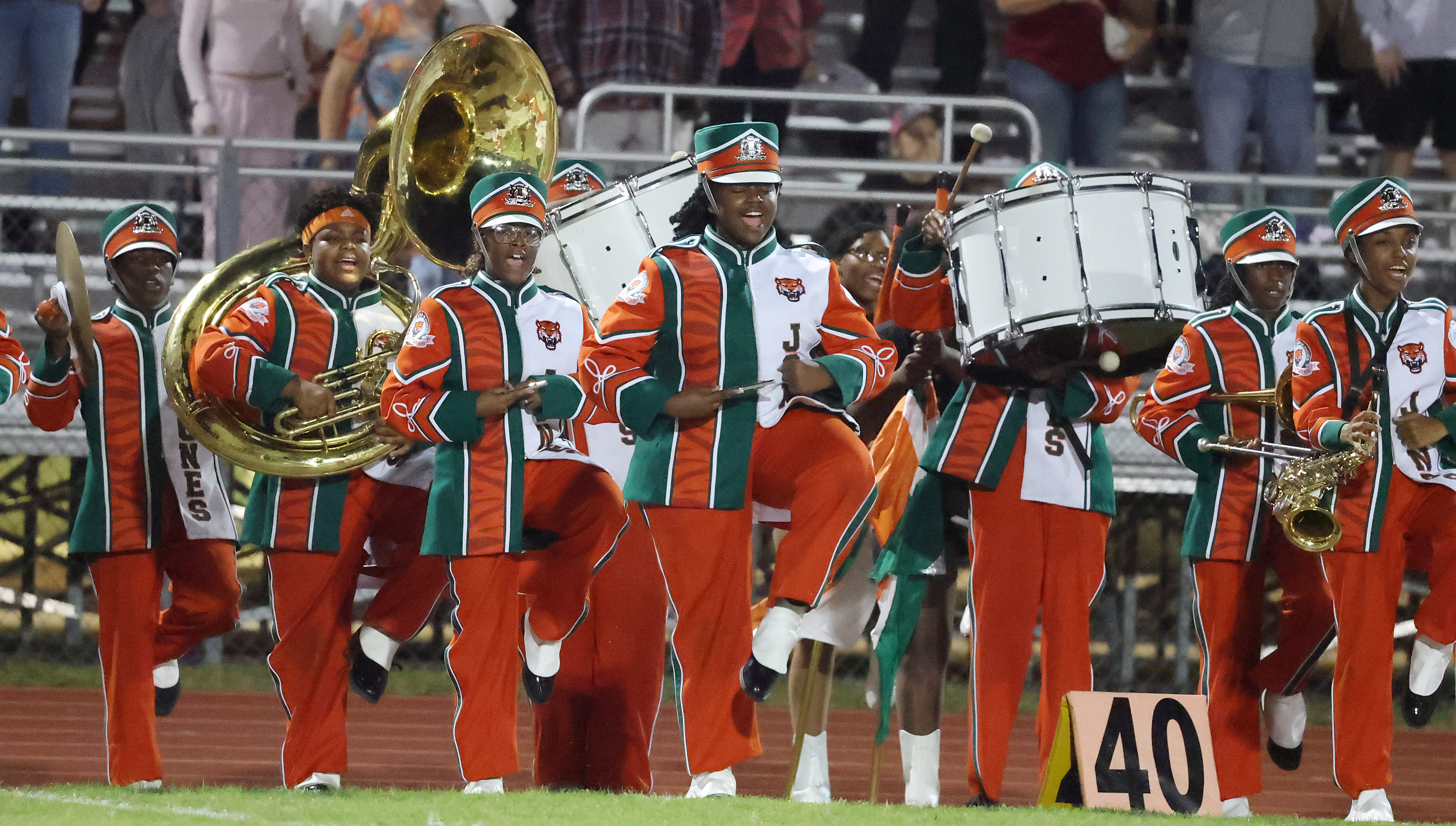 The Jones High band plays during the Port Charlotte High...