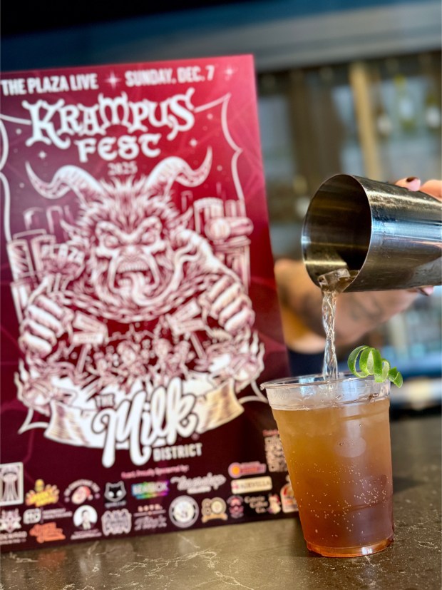 The Krampus Claws Margarita (tequila, whiskey, triple sec, fresh lime juice, agave syrup and chipotle or Hellfire Bitters) one of two event-exclusive drinks you'll find at KrampusFest 2025. (Photo courtesy The Milk District)