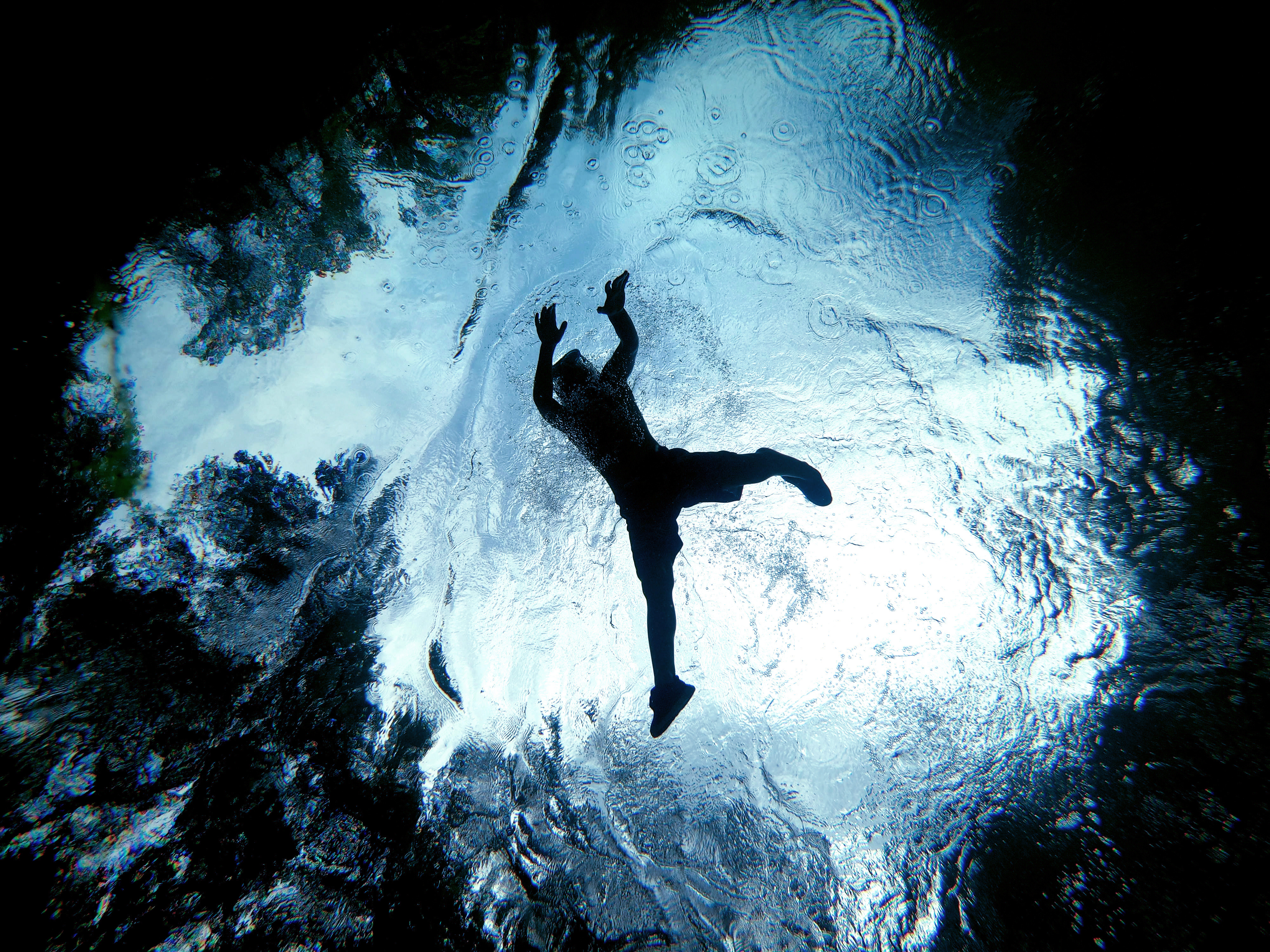 In this view looking straight up from the 20-foot deep...