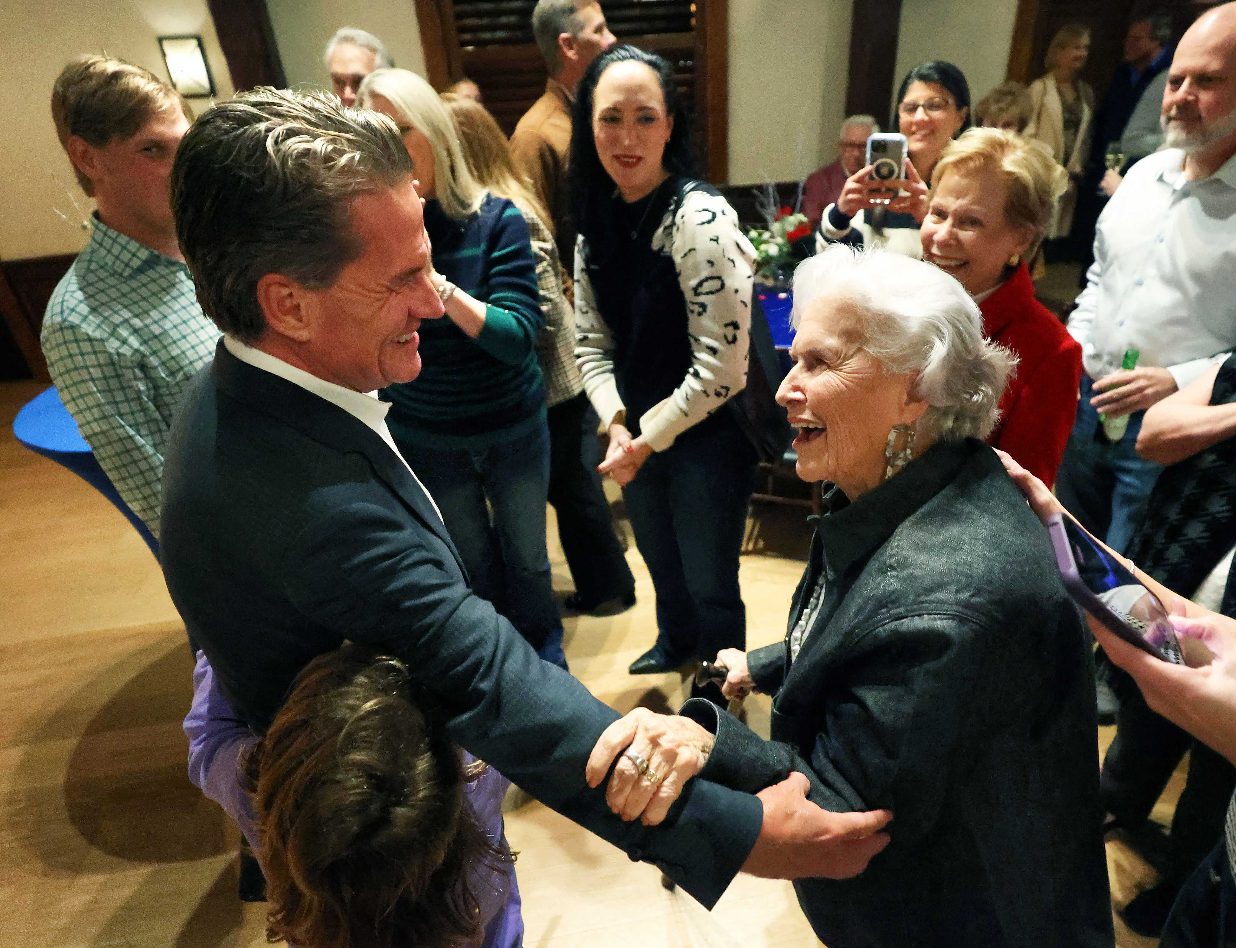 City of Orlando District 3 Commissioner-elect Roger Chapin celebrates his...