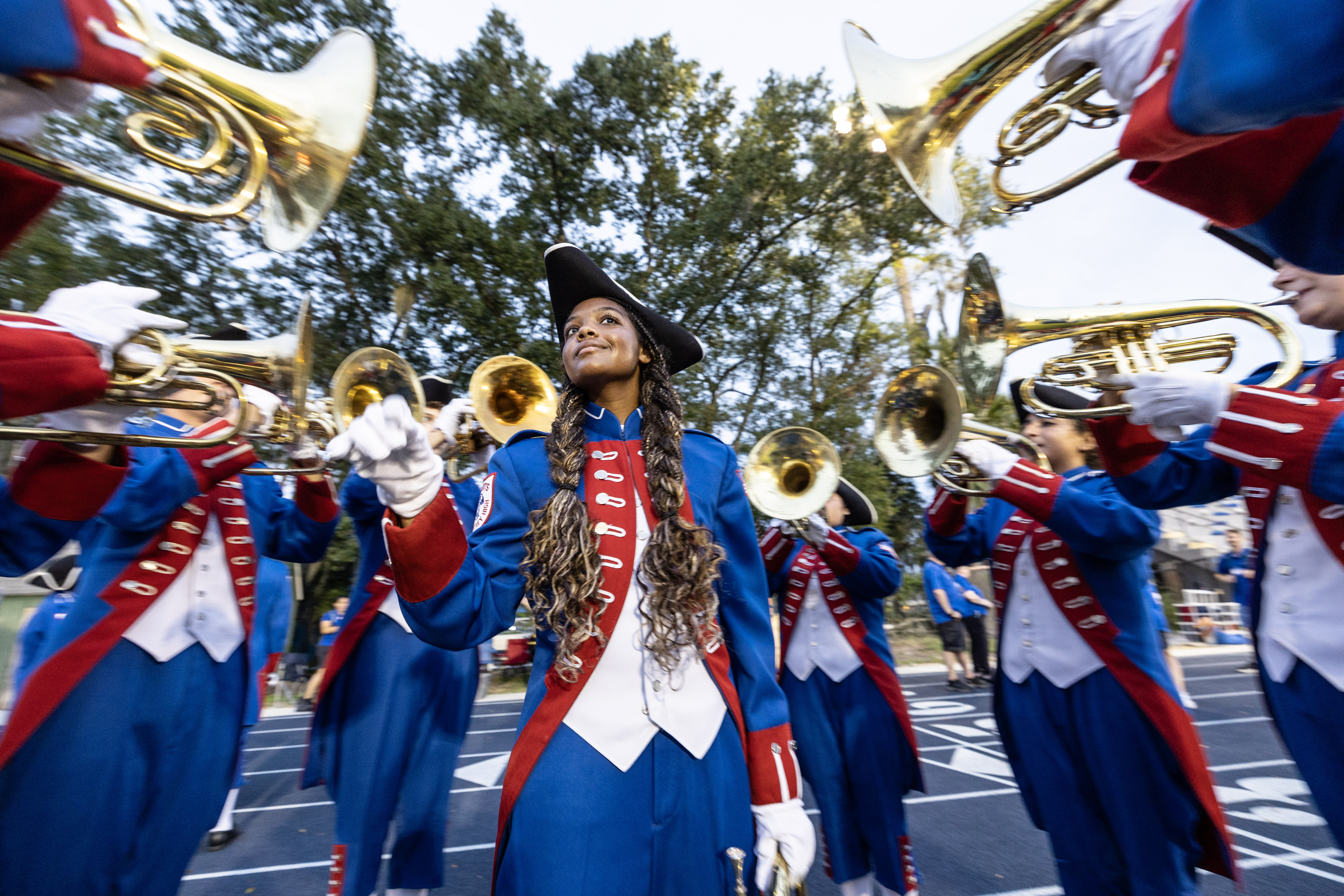 Lake Brantley High Schoolâs marching band members entertain the crowd...