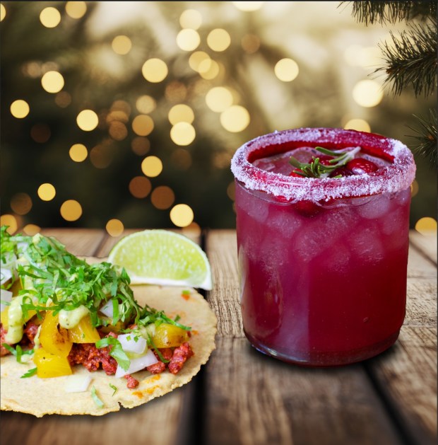 Now through the end of the month, guests at Torchy's Tacos can enjoy these December specials: The Swinger Taco and Merry Berry Margarita. (Photo courtesy Torchy's Tacos)