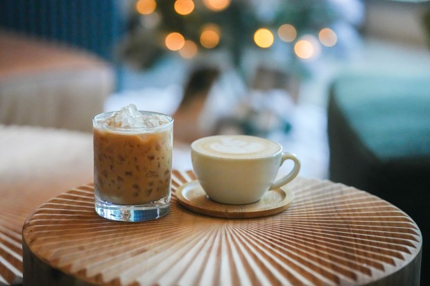 Brown sugar shaken espresso, iced, and its hot alter-ego, the brown sugar latte at Qreate Coffee. (Photo Courtesy Quay Hu/@AroundQ)