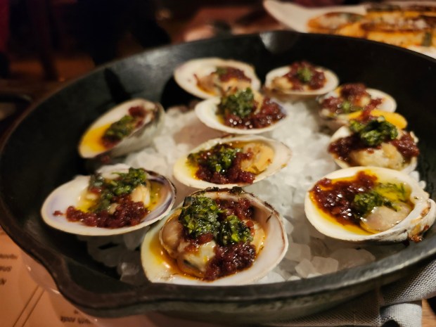 Baked clams, $15, are among the antipasti at Osteria Ester in Orlando's Thornton Park neighborhood. (Amy Drew Thompson/Orlando Sentinel)