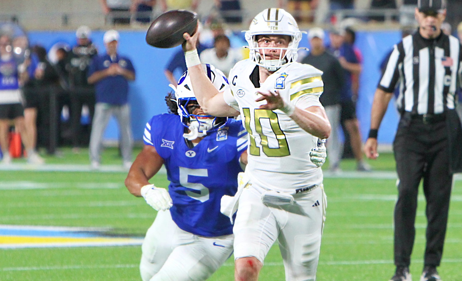 Georgia Tech quarterback Haynes King tries to rally his squad...