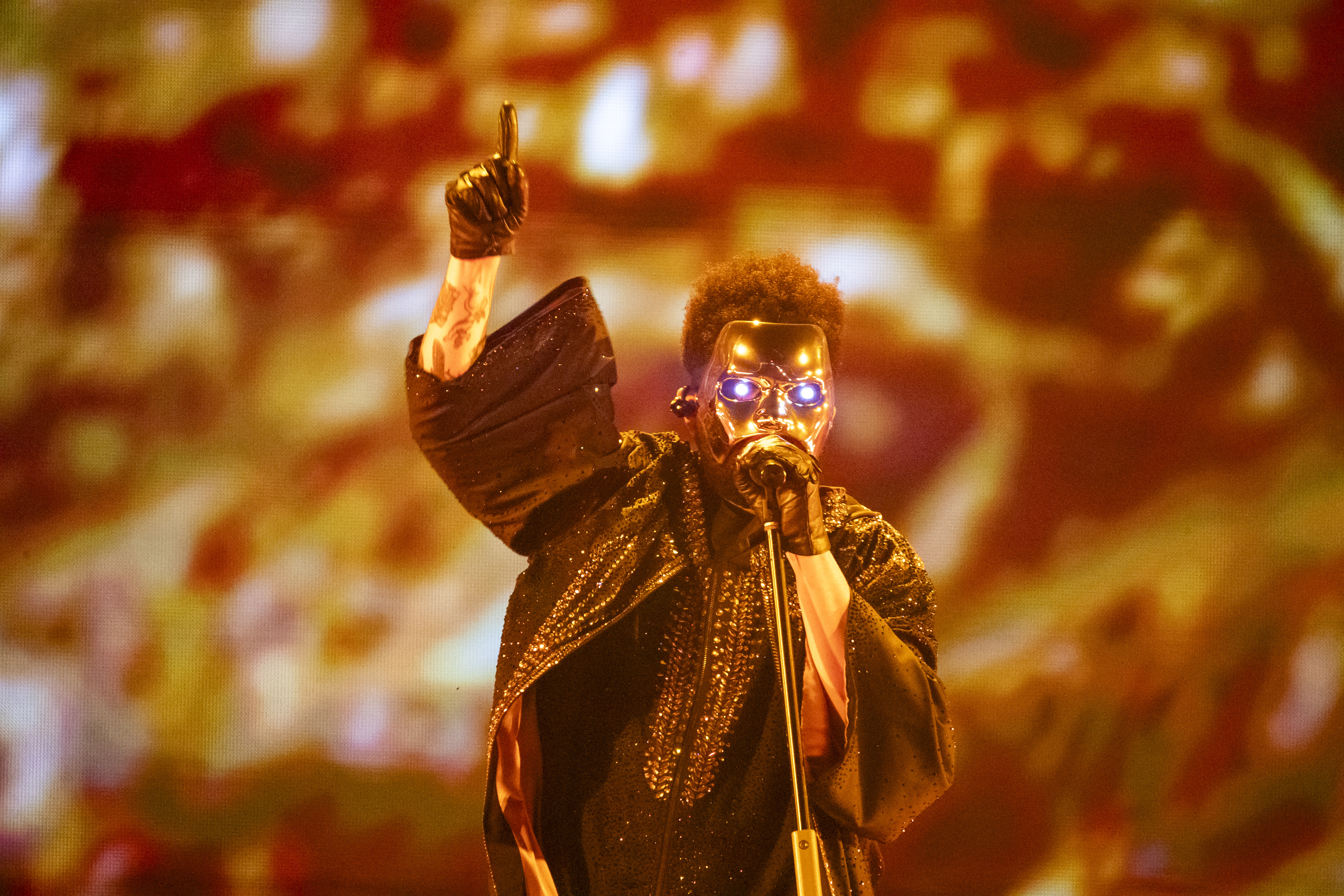 The Weeknd performs at Camping World Stadium in Orlando during...