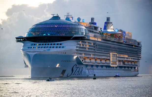 Royal Caribbean's Star of the Seas arrives at Port Canaveral on Aug. 9, 2025. The company's second Icon-class ship is the world's largest cruise ship. (Patrick Connolly/Orlando Sentinel)