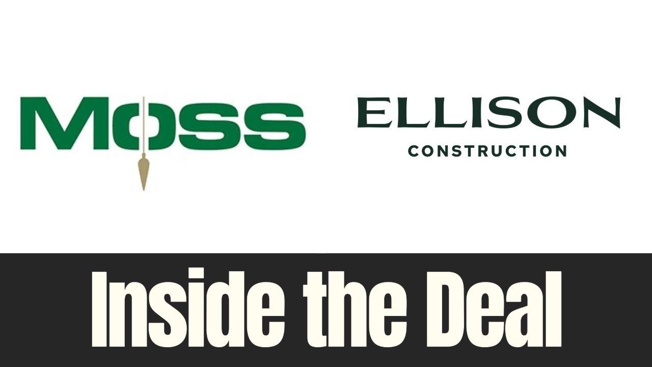 Moss and Ellison Construction logos shown together, illustrating Moss’ acquisition of the Tampa-based builder.