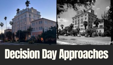 Historic Mirasol building on Davis Islands shown alongside archival photo as Tampa City Council vote approaches