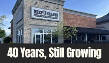 Exterior of a Beef O’Brady’s sports pub location, highlighting the brand’s continued expansion as it marks 40 years in business.