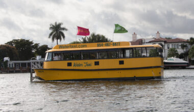 A yellow water taxi