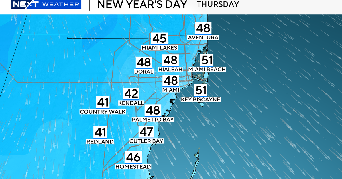 Cold front bringing cold temperatures to South Florida for New Year's Eve, New Year's Day