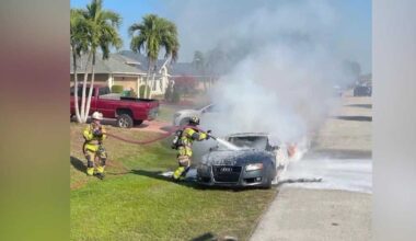 Cape Coral firefighters battle car fire after jump-start attempt