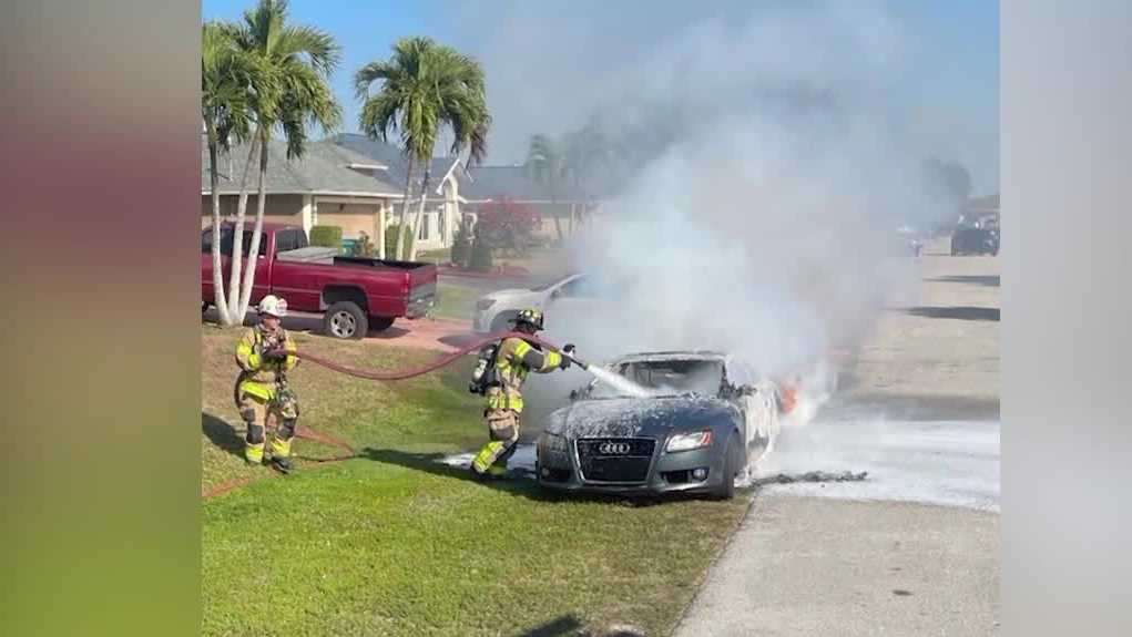 Cape Coral firefighters battle car fire after jump-start attempt