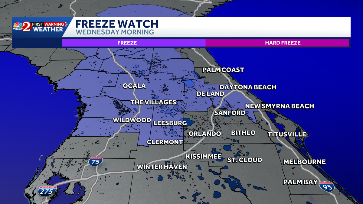 Freeze watch issued across multiple Central Florida counties