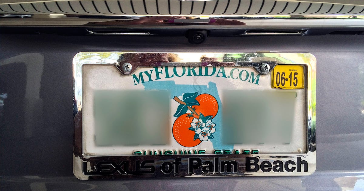 Most License Plate Frames Now Illegal in Florida