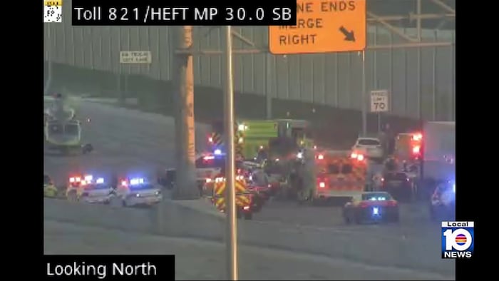 Miami-Dade deputy airlifted to hospital following Turnpike crash in Doral, forcing lane closures