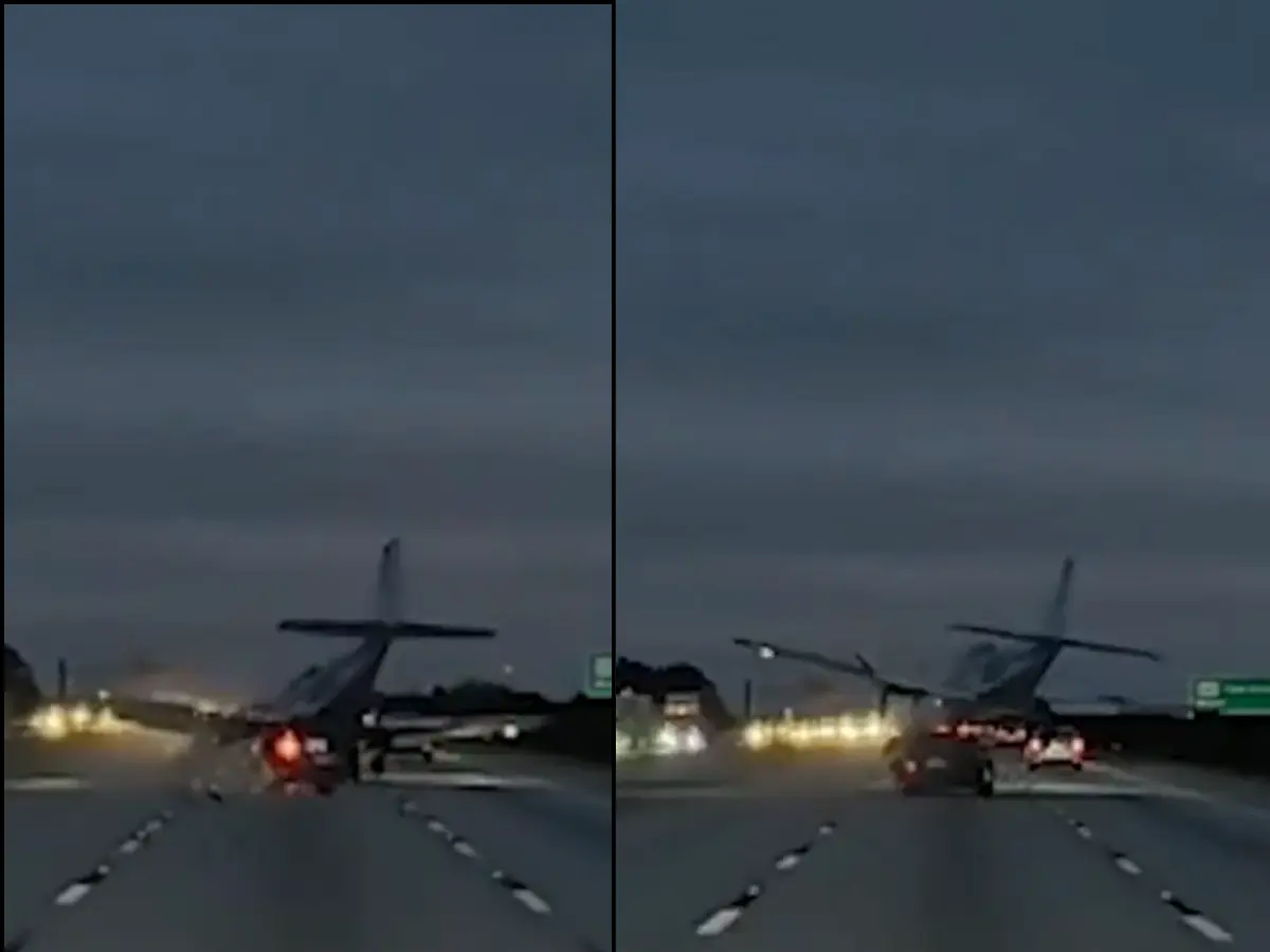 Plane crash-lands on moving car in Florida; dramatic video captures exact moment