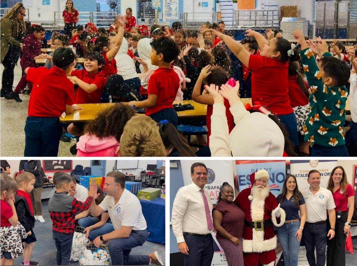 Local leaders in Miami bring holiday cheer to Kinloch Park Elementary with toy giveaway
