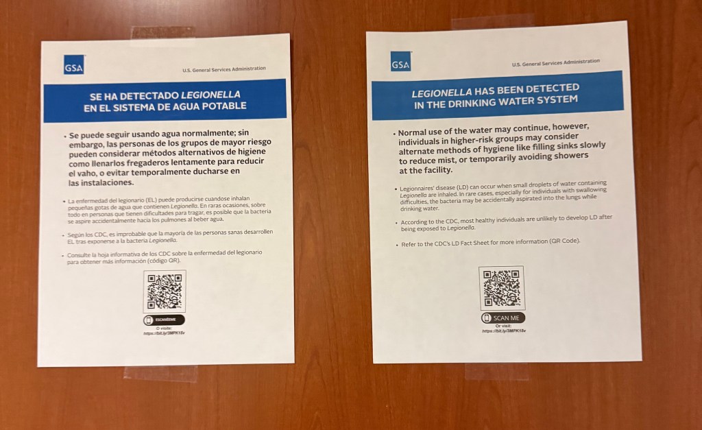 Legionnaires' disease warnings at Orange federal courthouse