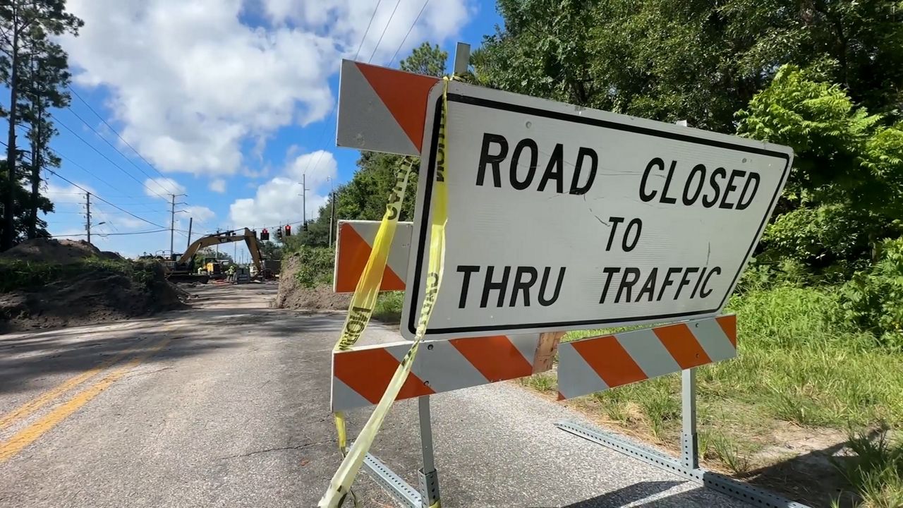 Contractors are replacing an underground metal storm drainpipe on Morris Bridge Road that failed during last year's hurricane season. (Spectrum Bay News 9 file photo)