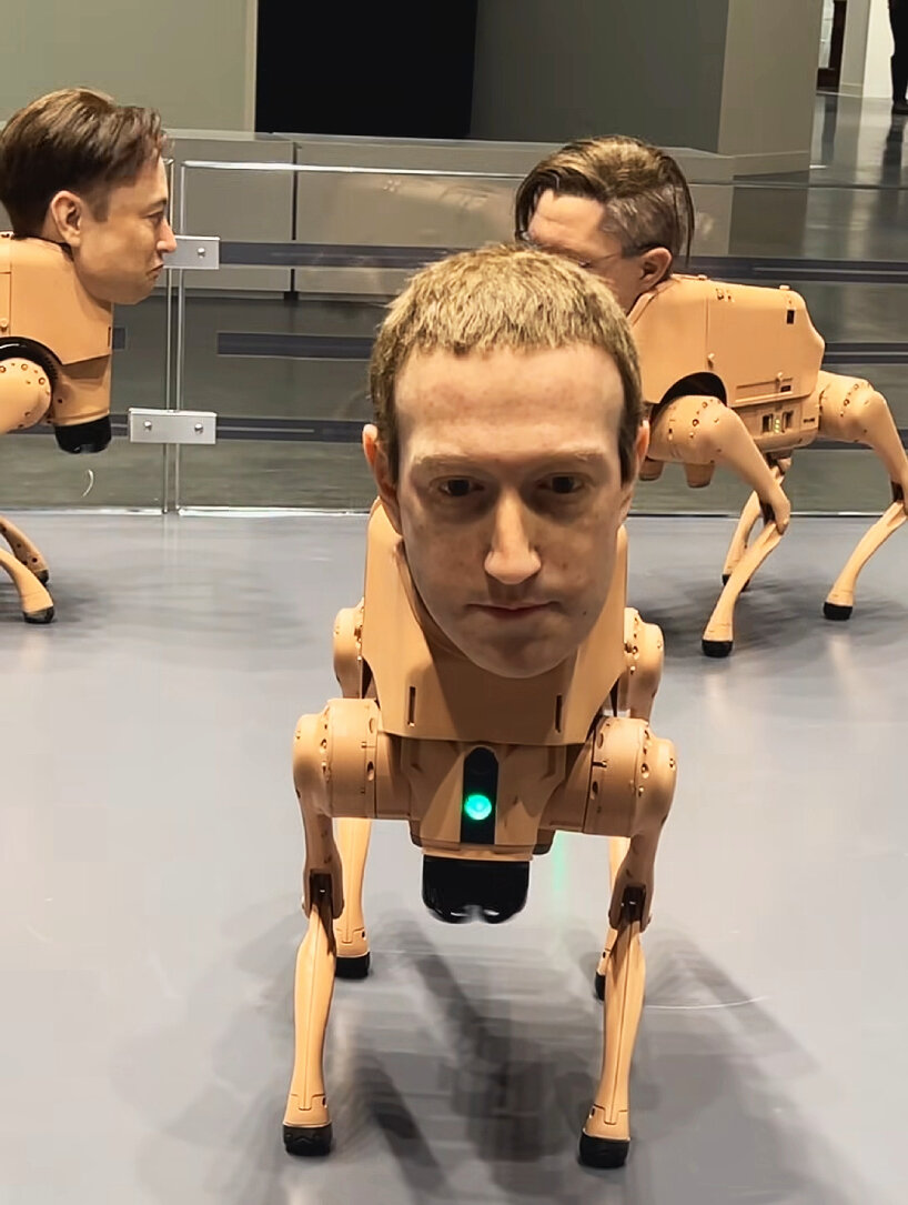 view of Mark Zuckerberg's lifelike head