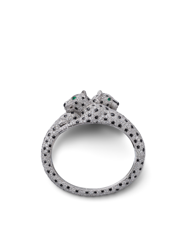 dual leopard design ring with diamond detailing