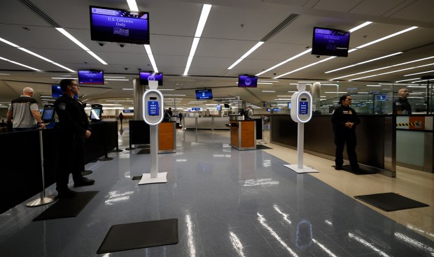Facial biometric scanners at the international arrivals customs checkpoint at the Orlando International Airport, on Thursday, December 4, 2025. (Ricardo Ramirez Buxeda/Orlando Sentinel)