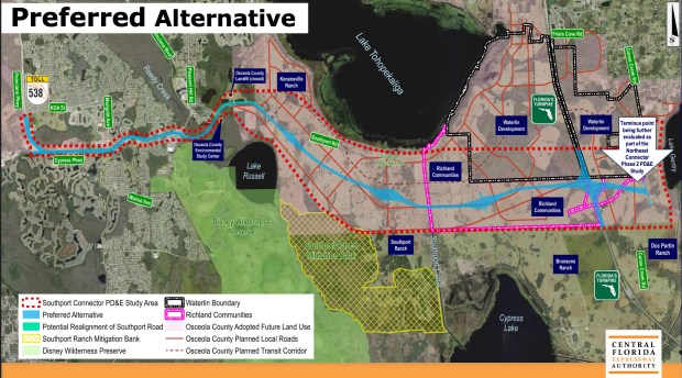 Central Florida Expressway Authority approved the Southport Connector on Thursday. The 15-mile tolled expressway in southern Osceola County will extend from the Poinciana Parkway to Pleasant Hill Road and continuing east to Florida's Turnpike and cost over $2 billion. (CFX)