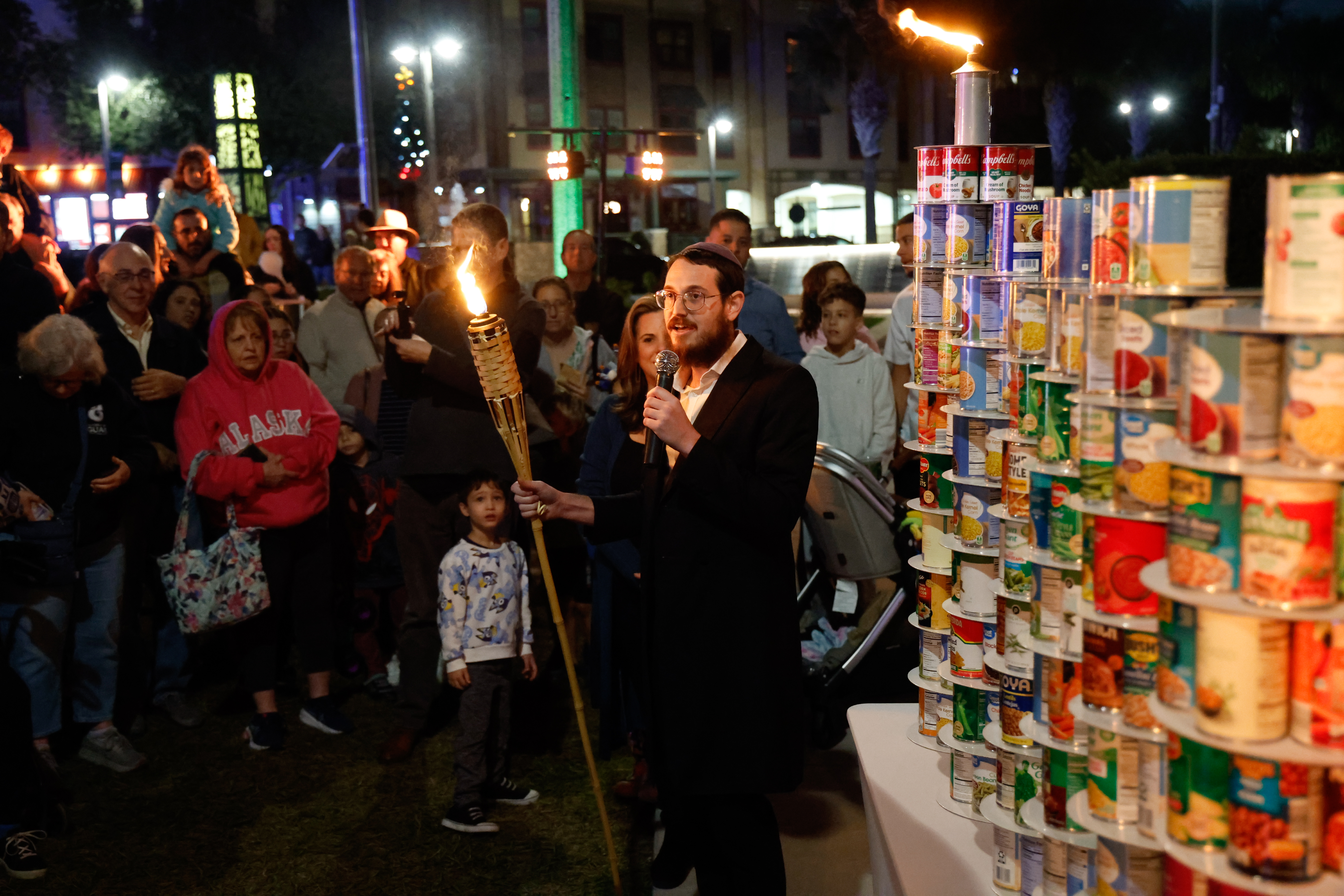 Rabbi Tzvi Dubov, of Chabad of OviedoâWinter Springs, speaks to...