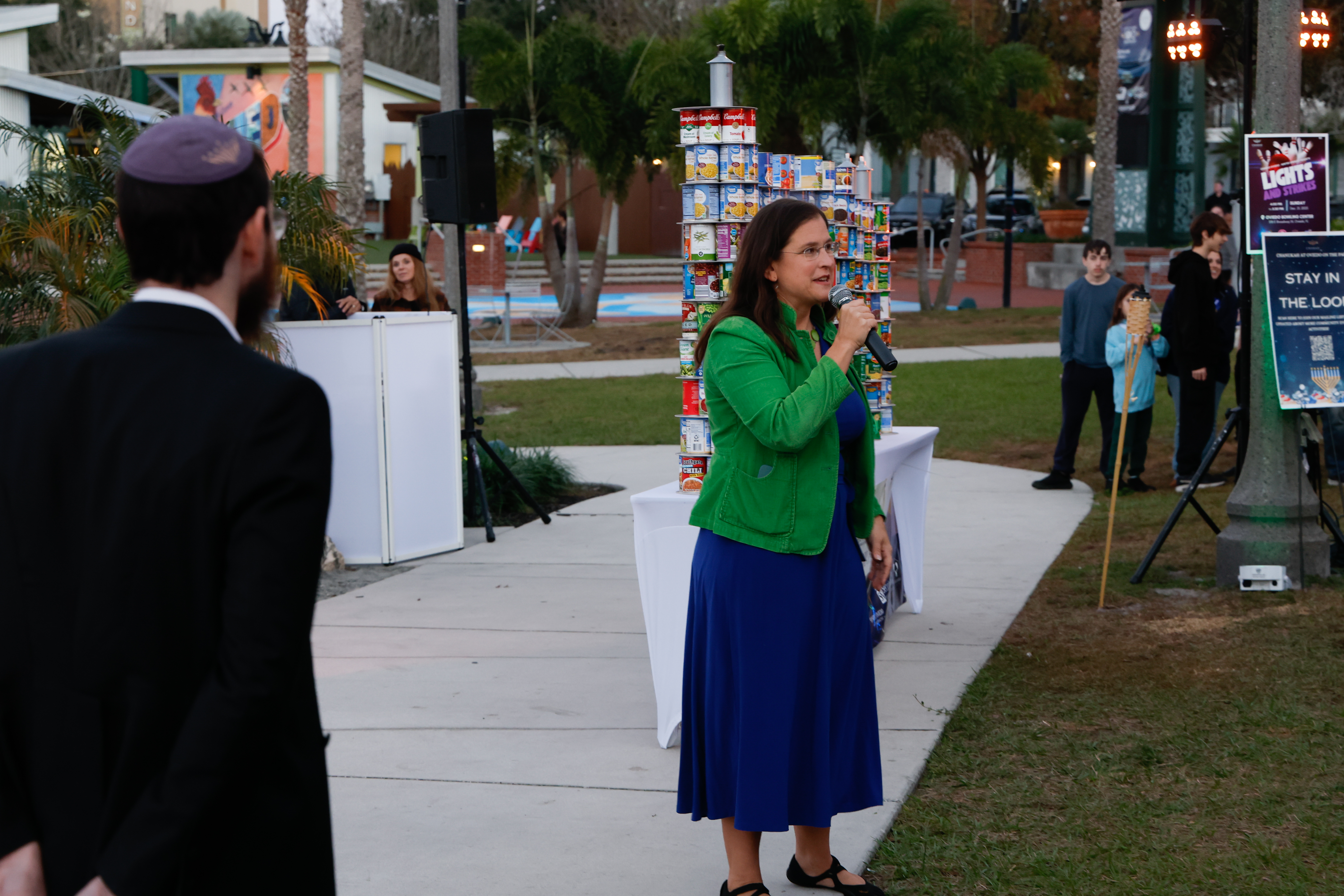 Oviedo Mayor Megan Sladek speaks to community members at the...