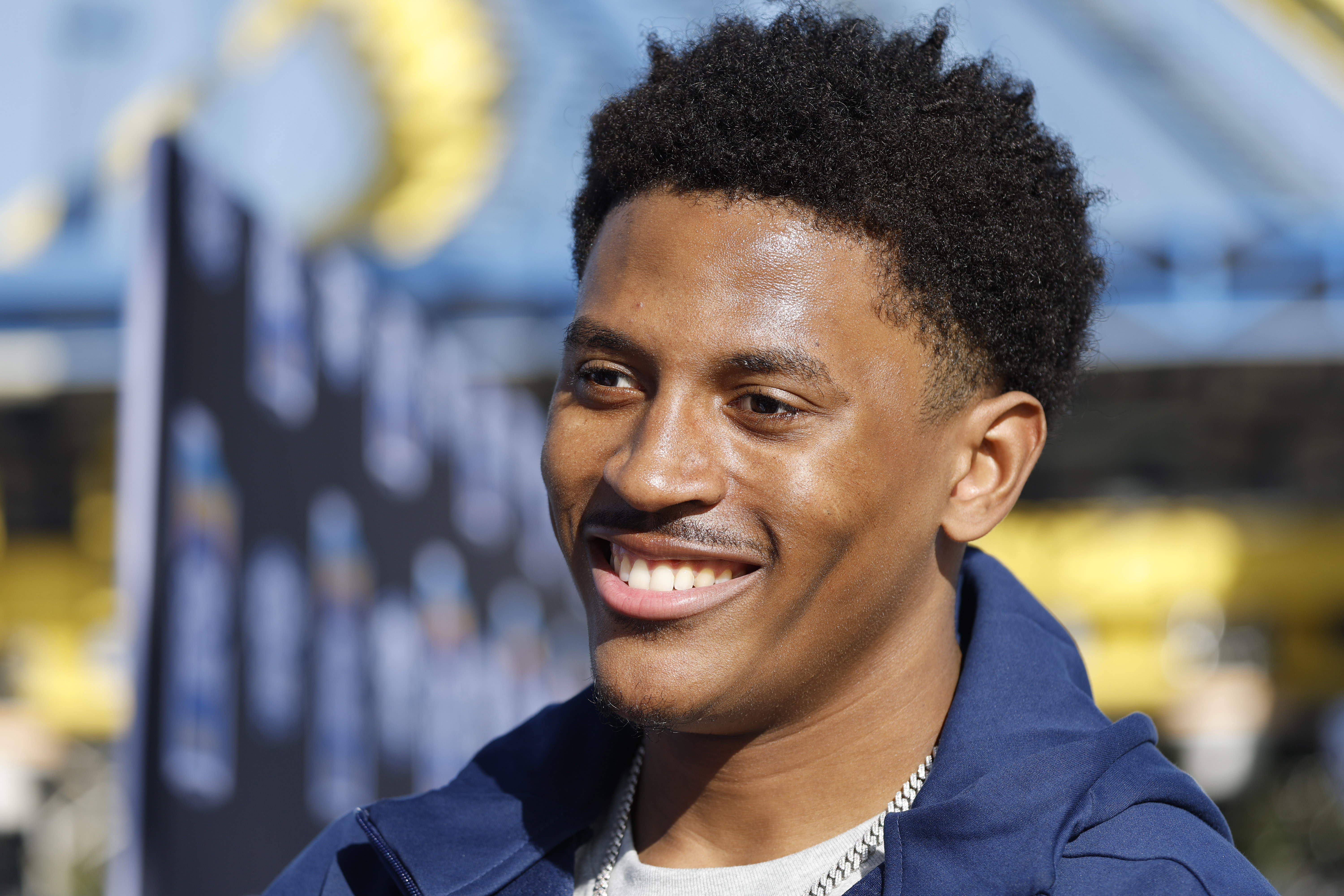 Georgia Tech DB Zach Tobe, from Ocoee, talks to the...