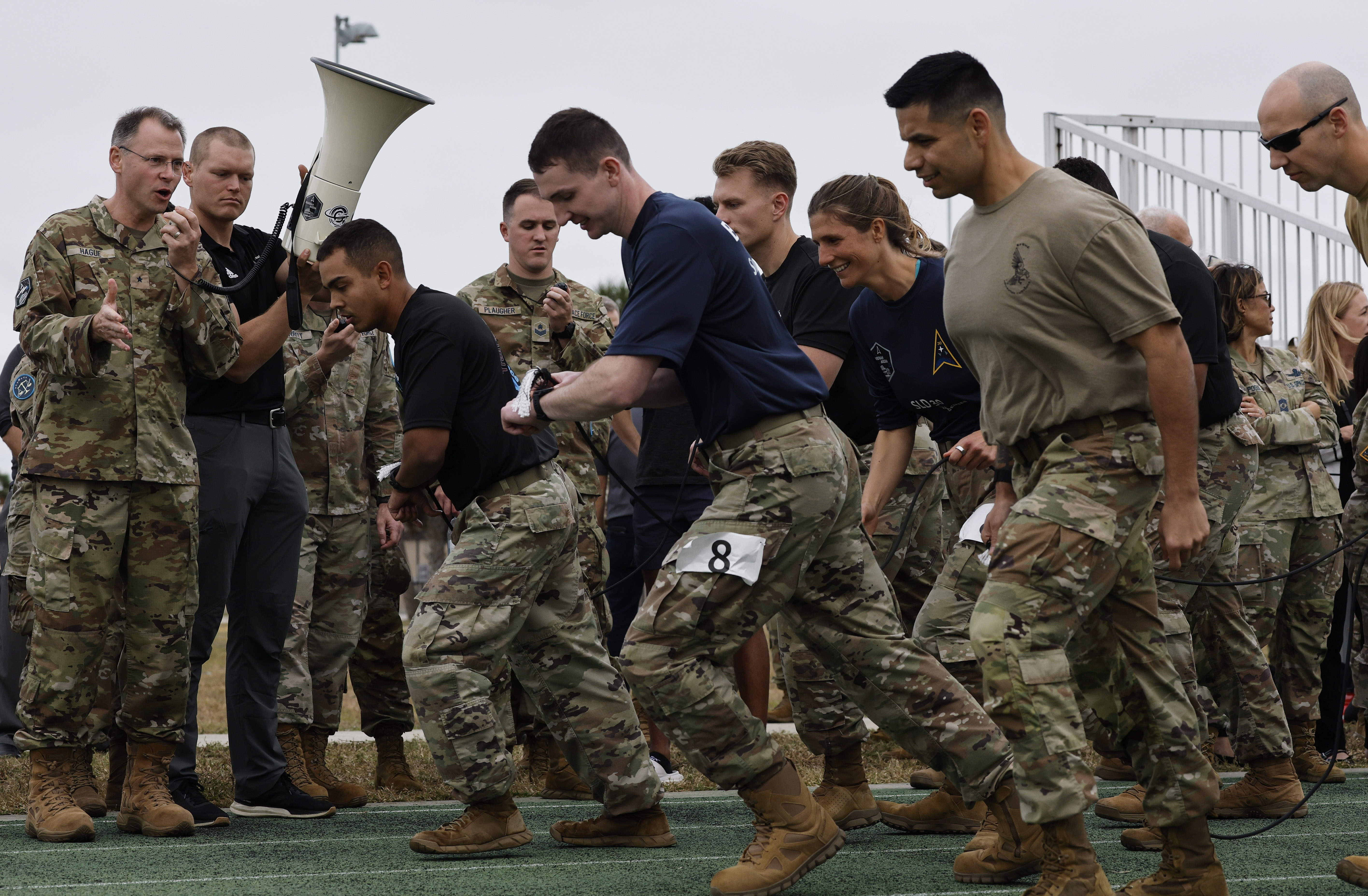 Brig. General Nick Hague gives the start to three teams...