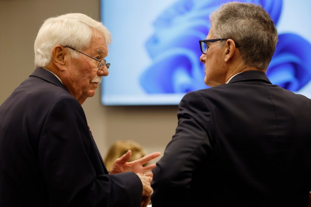 Left to Right, Defense attorneys Terry Hadley and Dennis Tracey...