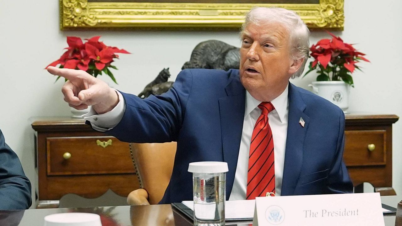 President Donald Trump speaks during a roundtable in the Roosevelt Room of the White House, Wednesday, Dec. 10, 2025, in Washington. (AP Photo/Evan Vucci)
