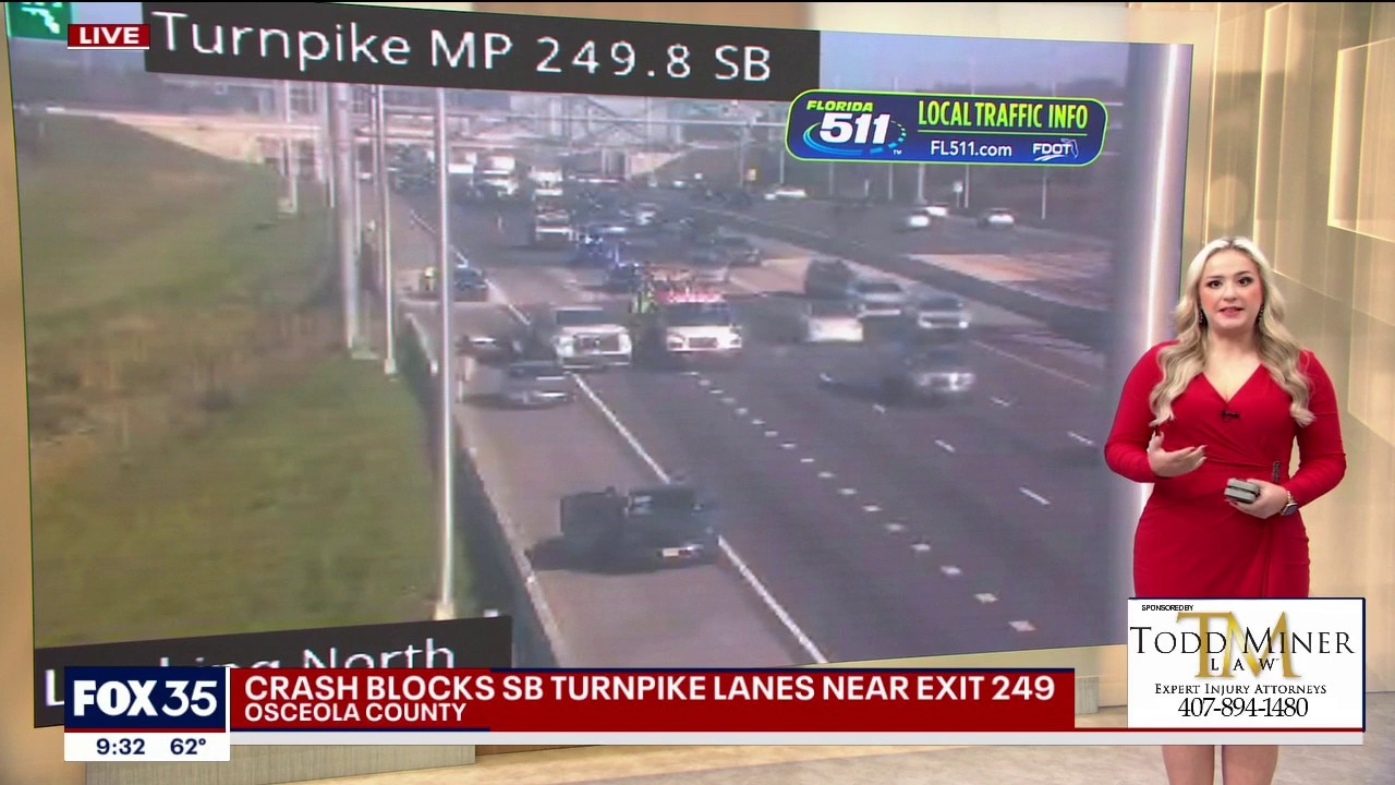 Traffic alert: Crash blocks southbound lanes on Florida's Turnpike in Osceola County