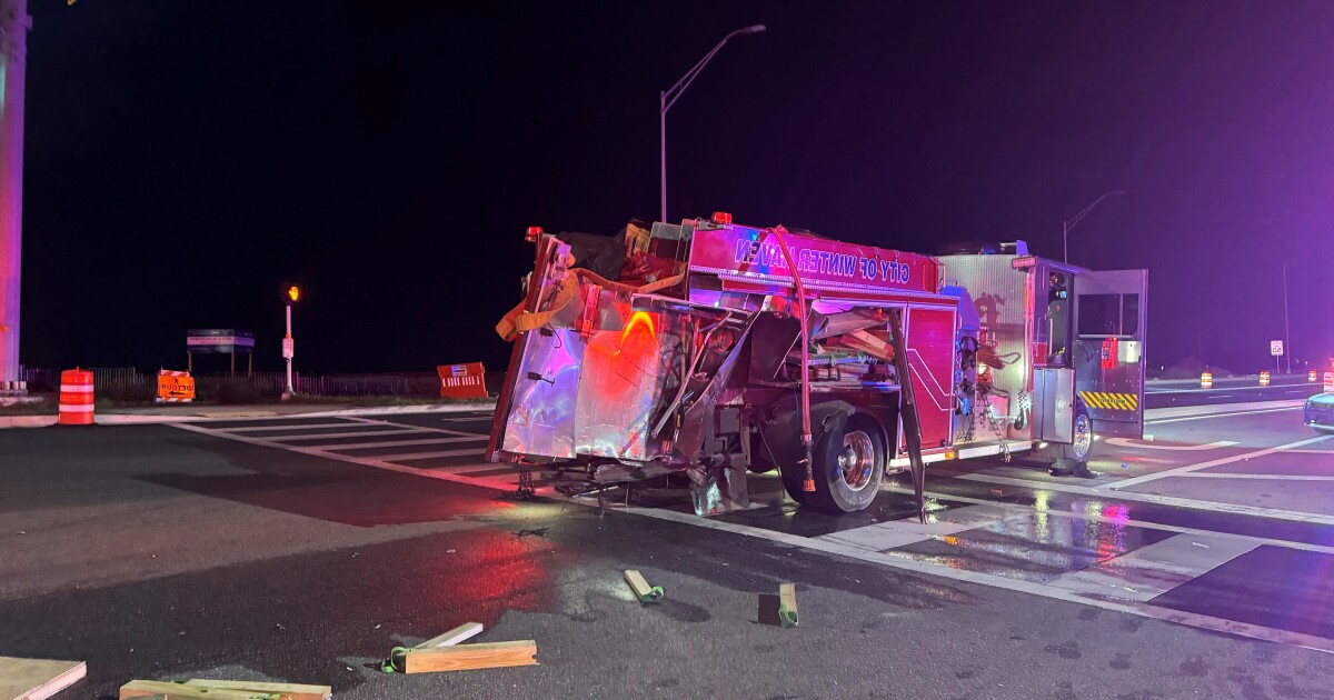 Man in critical condition after crash with fire engine in Winter Haven