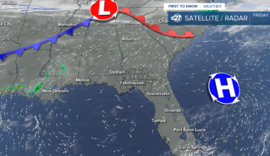 High pressure keeping skies clear ahead of cold front