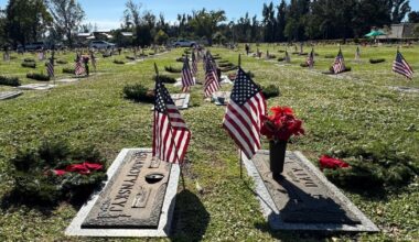 A pine wreath and a pause to reflect -- those who served are remembered for the holidays