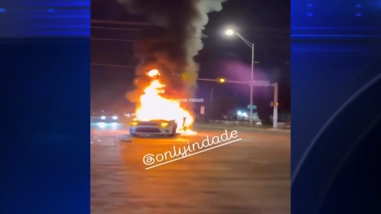 Tamarac woman left searching for answers after car stolen from home, stomped and torched in viral street takeover video - WSVN 7News | Miami News, Weather, Sports