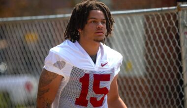 FSU football's Jayvan Boggs walks into the first spring practice of the spring season on Wednesday, March 19, 2025