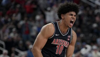Koa Peat leads No. 1 Arizona into Orlando on Saturday. He has made a name for himself to climb into the top 10 in most mock draft.