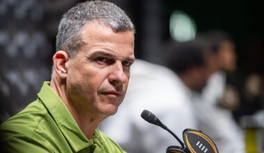 University of Miami Head Coach Mario Cristobal talks at Media Day during the College Football Playoff on Saturday, Jan. 17, 2026.