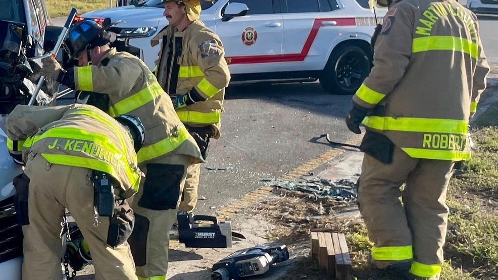 Firefighters had to cut off a car’s roof Tuesday morning to rescue a trapped driver after a violent crash near SE Bridge Road and I-95. (MCFR)