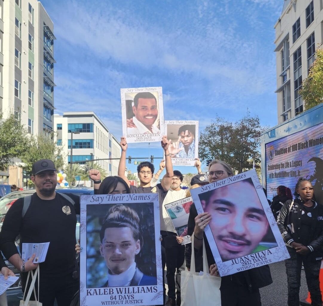 Marching against police crimes in Orlando, Florida.
