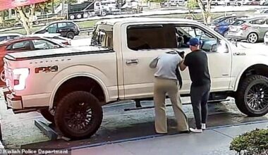 Authorities released photos taken from a surveillance camera showing what appears to be an abduction of a woman around 6.45am near West 27th Avenue & West 52nd Street outside the Lake Condominium in Hialeah